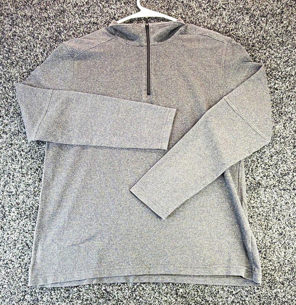 Marc Anthony Men’s Slim Fit 1/4 Zip Mock Neck Pullover Long Sleeve Gray L